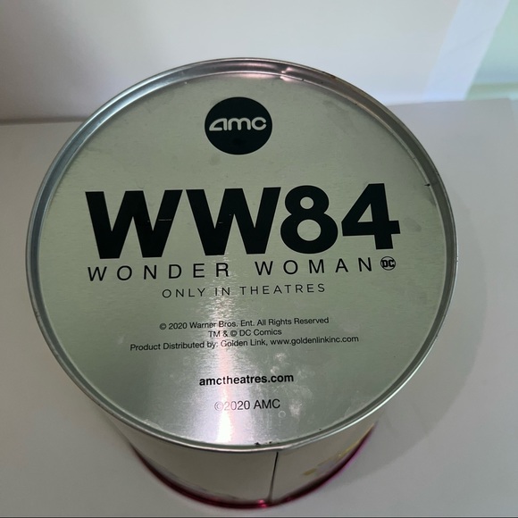 AMC Limited Edition Wonder Woman 1984 WW84 Popcorn Bucket Shiny Gold Pink Rare - Picture 4 of 8